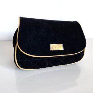 Dior Parfums Black Velvet Cosmetic Makeup Bag Clutch Pouch Authentic